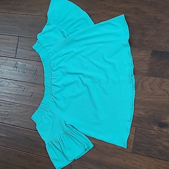 Kaari Blue off-the-shoulder blouse in a vibrant greenish teal color size XL - Picture 2 of 8